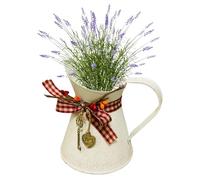 Rustic Flower Vase Small Metal Picther Vase Planter Shabby Chic Milk Jug for Home Kitchen Bathroom Decoration Beige Jug