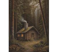 Rustic Forest Cabin Notebook: Log Cabin Journal with Grid Pages (8.5x11, 110 Pages): Cozy Woodland Cabin-Themed Grid Notebook for Writing, Planning & Creative Notes