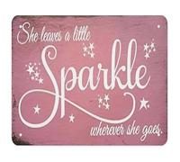 Rustic Inspirational Gift Metal Tin Sign Featuring She Leaves a Little Sparkle Quote Wall Decor for Wife Mom or Girlfriend 8 X 12 inch