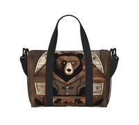 Rustic Lodge Bear - Borsa da viaggio impermeabile per palestra, sport, vacanze