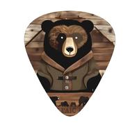 Rustic Lodge Bear - Confezione da 12 plettri assortiti in celluloide, spessore 0,46 mm, 0,71 mm, 0,96 mm, spessore medio, per chitarra elettrica acustica e ukulele
