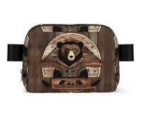 Rustic Lodge Bear - Marsupio impermeabile per uomo e donna, regolabile, da viaggio, leggero, per corsa, palestra