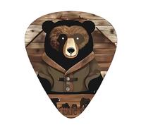 Rustic Lodge Bear plettri per chitarra, 12 pezzi, materiale ABS, bordi lisci, sensazione confortevole, 3 spessori opzionali