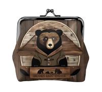Rustic Lodge Bear - Portamonete da donna, rettangolare, con chiusura a bacio, tascabile, mini portamonete da donna