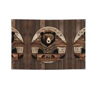 Rustic Lodge Bear - Striscione natalizio per creare atmosfera, 119,4 x 180,3 cm, per Natale, feste notturne, riunioni di amici
