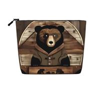 Rustic Lodge Bear - Trousse per trucchi in canapa, impermeabile, per articoli da toeletta da viaggio e uso quotidiano
