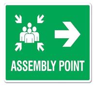 Rustic Meeting Point Right Sign Metal 12x8 Inch | Adds practical warning decor to warehouse garage or outdoor shelter