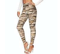 Rustic Rocks - Leggings elasticizzati da donna, con stampa a muro di mattoni, lunghezza intera, per yoga, Nero , 3XL