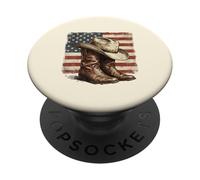 Rustic Rodeo Patriot Western Cowboy Boots Cappello Americana PopSockets PopGrip Adesivo