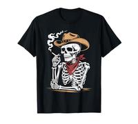 Rustic Skeleton Cowboy Western Skull Funny Rodeo Vibe Maglietta