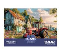 Rustic Tractor Scene Durable Paper Construction Vintage Rural Farm Style Fun Challenging Game, Suitable for Adults And Teenagers in Relaxing Hours 52x38cm/1000pcs