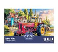 Rustic Tractor Scene Durable Paper Construction Vintage Rural Illustration Fun Challenging Game, Suitable for Adults And Teenagers in Relaxing Hours 38x26cm/1000pcs