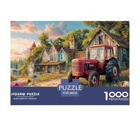 Rustic Tractor Scene Durable Paper Construction Vintage Rural Landscape Style Fun Challenging Game, Suitable for Adults And Teenagers in Relaxing Hours 38x26cm/1000pcs