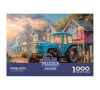 Rustic Tractor Scene Precise Cutting Pieces Vintage Rural Landscape Style Eco Friendly Cardboard, Ideal for Stress Relief And Mental Calmness in Daily Life 52x38cm/1000pcs