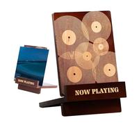 Rustic Vinyl Display Stand, Engraved Album Organizer Rack, Wooden Storage with Stable Base, Decorative Music Holder for Turntable Collection, Record Rack with Classic Style, LP Organizer for Home