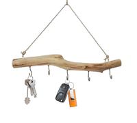 Rustic Wood Hanging Branch - Natural Driftwood Wall Decor, Handcrafted Jewelry Organizer with Integrated Hooks, Decorative Branch Hanger, Floating Wall Rack, Entryway Storage for Hats Scarves and Keys