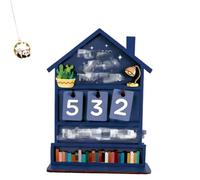 Rustic Wooden Book Reading Tracker,Manual Page Counter with Engraved Bookshelf Design,Desk & Shelf Decor for Office, Study,Living Room (blue)