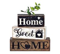 Rustic Wooden Decor, Farmhouse Tiered Tray, 5,91 x 1,38 in Vintage Display Stand, Handcrafted Centerpiece Blocks, Seasonal Holiday Accents for Kitchen, Bakery, Living Room, Ristorante, Styling