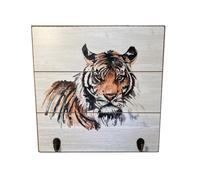Rustic Wooden Design Tiger Plaque Wall Hooks