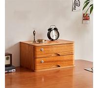 Rustic Wooden Desk with Lockable Drawer Multi Tier Desktop Storage Cabinet for Office Supplies and Documents Home and Office nization Solution (Color:)