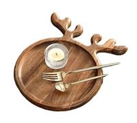 Rustic Wooden Holiday Serving Tray, Handcrafted Antler-Shaped Platter for Christmas Entertaining, Perfect for Serving Cheese, Snacks, Fruit, Candy, or Party Treats Home