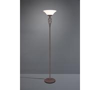 RUSTICA LAMPADA DA TAVOLO METALLO RUGGINE CON DIFFUSORE VETRO BIANCO H. 180CM 2 LUCI ATTACCO E27