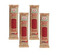 Rustichella d'Abruzzo | Spaghetti Pasta Semola Grano Duro al Peperoncino | Tonnarelli al Peperoncino Essiccati Bassa Temperatura - 4 x 500 Gr | Pasta Lunga Artigianale