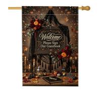 Rustico Autunno Welcome Guestbook Sign Pumpkins House Flag 71 x 101 cm
