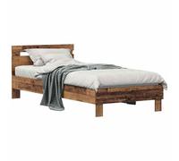 Rustico con testiera inclusa shabby chic Legno ingegnerizzato 98.5x200 cm | Struttura Letto con Testiera Legno Vecchio 98.5x200 cm Telaio Letto Matrimoniale Moderno con Rete a Doghe