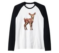 Rustico Cottagecore Patchwork Floreale Baby Deer Maglia con Maniche Raglan