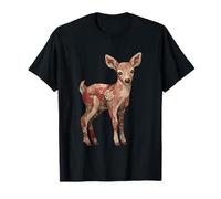 Rustico Cottagecore Patchwork Floreale Baby Deer Maglietta