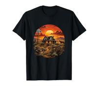 Rustico Cowboy Ranch Homestead Tramonto Mulino a Vento Maglietta