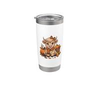 Rustico Farmhouse Highland Mucca Zucca Autunno Ringraziamento Carino Bicchiere termico in acciaio inox doppia parete