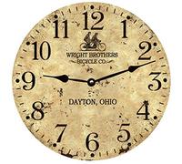 Rustico - Fratelli Wright Rotondo Orologio Da Parete Facile Lettura Quarzo Orologi Da Appendere Silenzioso Orologio Muro Per Interno Casa Soggiorno 25Cm