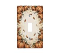 Rustico Harvest Pumpkins Autunno Decor Autunno Toggle Interruttore Piastra | Tema rustico del raccolto, accenti di fogliame autunnale, decorazione per la casa della fattoria, illustrazione artistica
