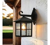 Rustico Lanterna Parete Baarle IP43 Vetro Ornamentale Nero E27 Luce Casa Cortile