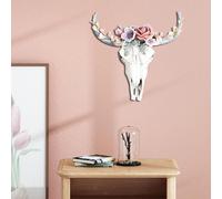 Rustico Longhorn Scultura A Parete di 3D Succulente/Fiori di Testa di