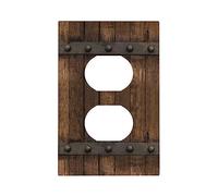Rustico Marrone Legno Barn Door Casale Duplex Presa Copertura Interruttore Della Luce Presa Piastra Da Parete Country Vintage Decorativo Elettrico Per Bagno Accessori Della Decorazione Della Casa 12,7