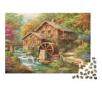Rustico Mulino paesaggio Puzzle 1000 Pezzi Impossibile Regalo Perfetto Mulino ad acqua rustico foresta Puzzle Giocattolo Decompressivo Intellettuale Educativo Intrattenimento Creativo Decorazione