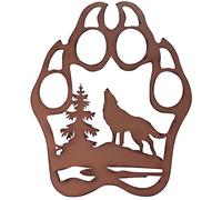 Rustico Northwoods Lupo Ululante Zampa Ombra Silhouette da Parete Metallica Arte