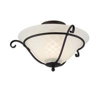 Rustico Plafoniera Austen Metallo Vetro Rotondo Campagna Soggiorno E27 Luce