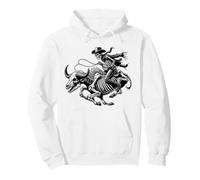 Rustico Scheletro Cowboy Buffalo Western Gotico Scuro Grunge Felpa con Cappuccio