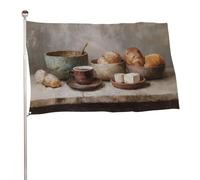 Rustico Tavolo Da Cucina Tazza Da Caffè Pane Bandiera 3x5 Ft Esterna Giardino Bandiere Banner Decor Per Cortile Portico Prato Fattoria