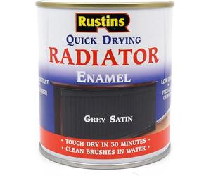 Rustins Radiator Enamel Satin, smalto smaltato per termosifoni, ad asciugatura rapida, resistente e durevole, per termosifoni, grigio satinato, 250 ml