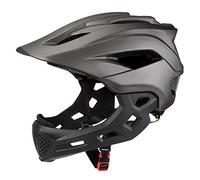 RUSTOO Casco da Bici per Bambini, Casco da Skateboard per Bambini, Casco da Bici Integrale per Bambini 2-in-1 per Bambini BMX Dirtbike Skateboard con mentoniera Staccabile (Grigio)