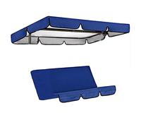 RUSTOO Tenda da Sole a Battente + Copertura per Sedia a Dondolo, tettoia per altalene Staccabile, per Altalena a 3 posti, Altalena per Esterni（Blu, Altalena esclusa, Tenda da Sole +