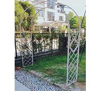Rustproof Galvanized Metal Garden Arch Trellis Arbor for Outdoor Wedding Decoration Climbing Plant Archway with Bases Wrought Iron 340 cm Wide Black Color.