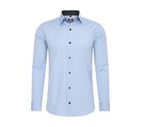 Rusty Neal Camicia da uomo di alta qualità, slim fit, a maniche lunghe, elasticizzata, a contrasto, per il tempo libero, azzurro, L
