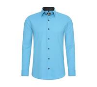 Rusty Neal Camicia da uomo Premium Slim Fit a maniche lunghe, elasticizzata, a contrasto, turchese, M