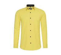Rusty Neal Camicia da uomo Premium Slim Fit a maniche lunghe Stretch Grigio Colletto Kent Camicia Business Camicia Tempo Libero M, giallo., L
